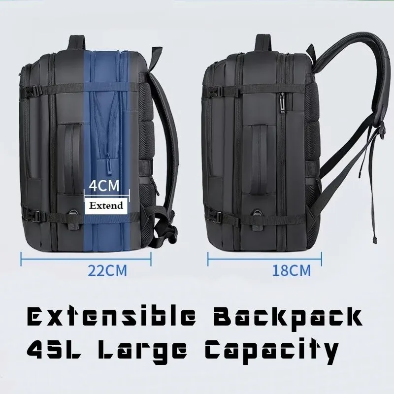 Extensible Backpack 45L Large Capacity Black Backpack