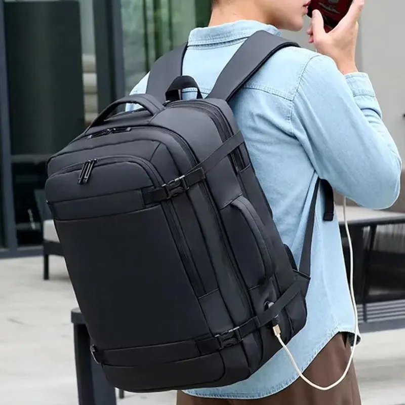 Extensible Backpack 45L Large Capacity Black Backpack