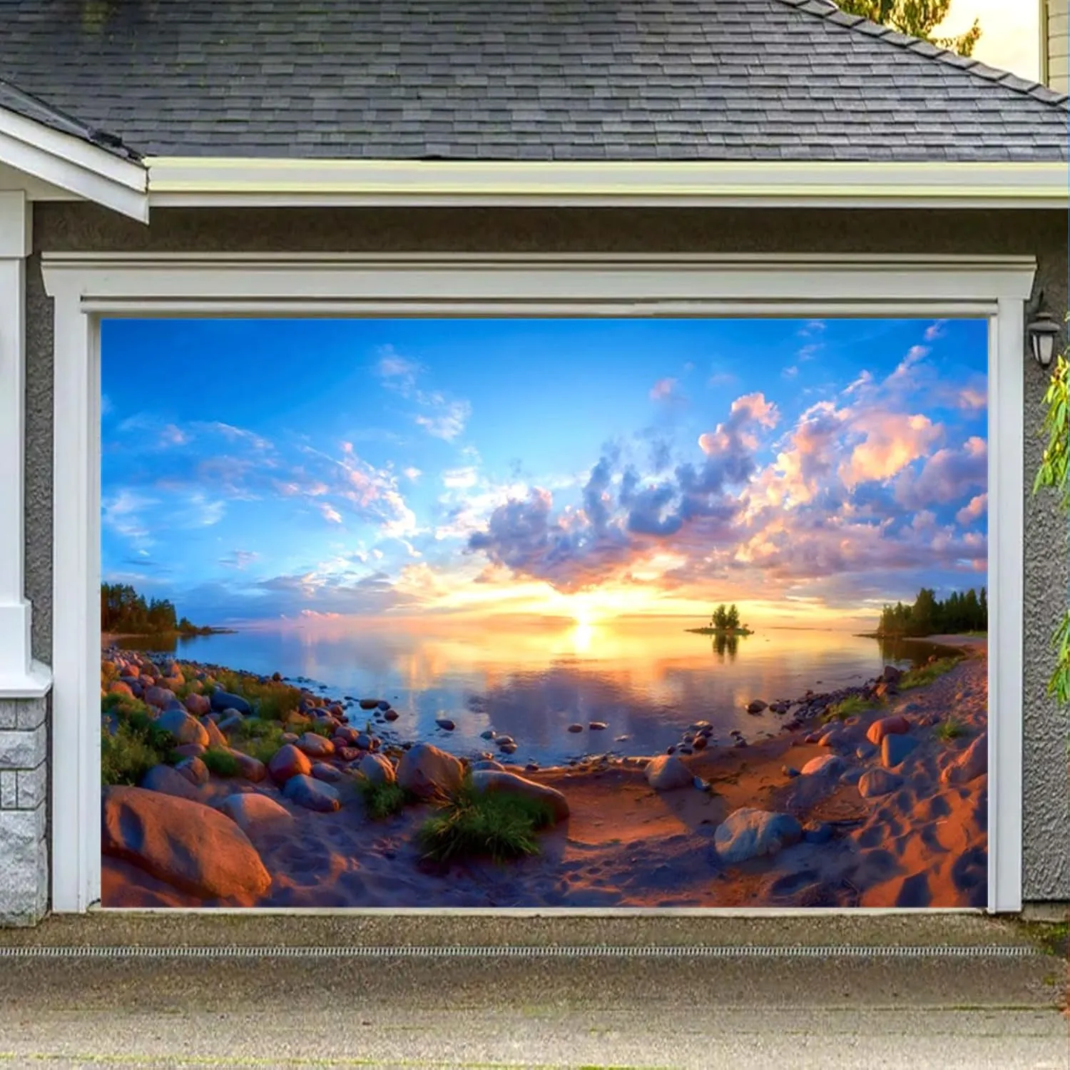 Fabric 7x5ft Seaside Beach Photography Backdrop Ocean Sunset Sunrise Reef Beach View Background Tropical Hawaii Scenery Summer Travel Vacation Kids Adults Video Portrait Photo Booth Props
