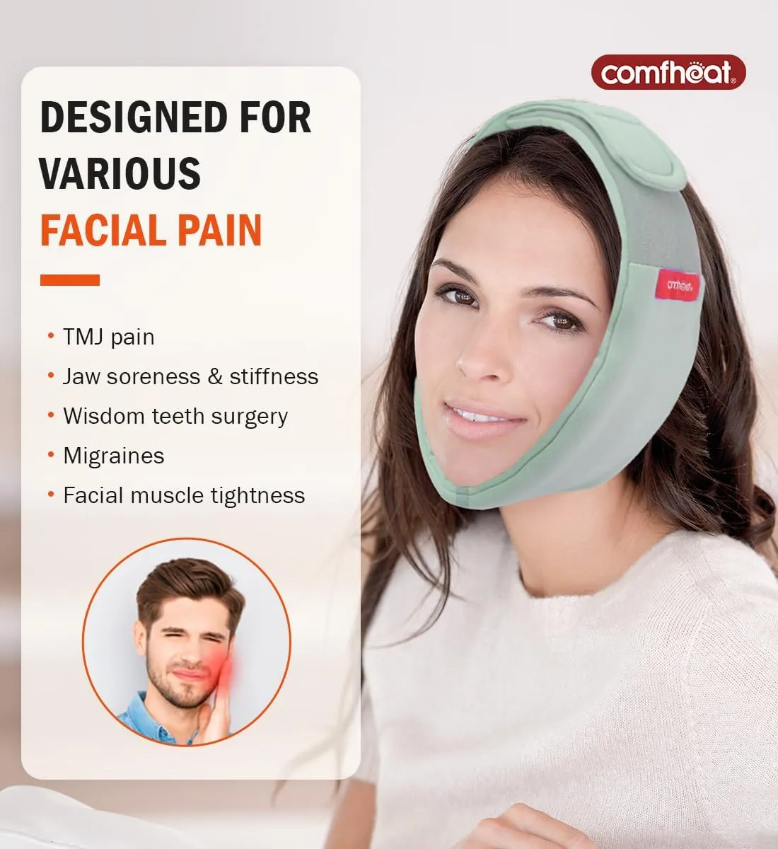 Face Heating Pad for TMJ Pain Relief, USB Heated Wrap for Jaw, Wisdom Teeth Recovery, 3 Adjustable Heat Settings, Reducing Symptoms of Jaw Clicking, Relaxing Face Muscles