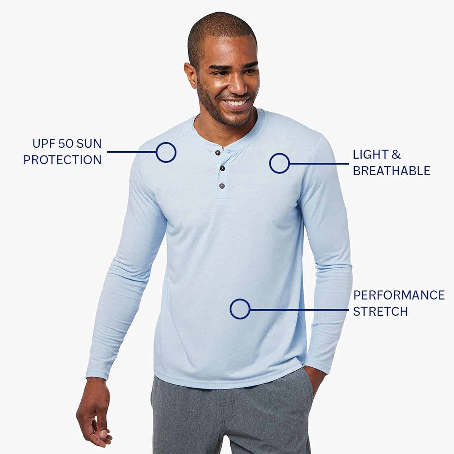 Fair Harbor The Seabreeze Henley –– Men's Classic Long Sleeve Henley –– Incredibly Soft and Lightweight, UPF 50