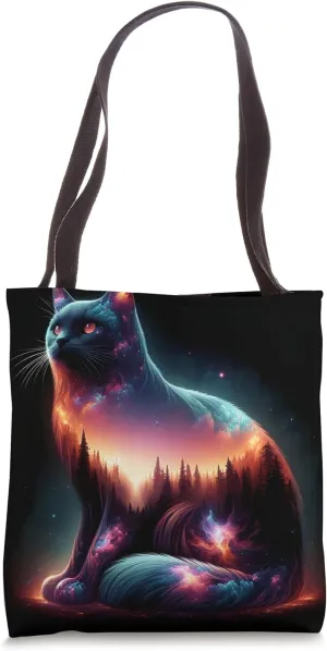 Fantasy Cute Cat Double Exposition Tote Bag