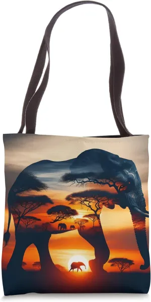 Fantasy Cute Elephant Double Exposition Tote Bag