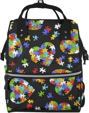Fashion Diaper Bag Mummy Backpack Colorful Autism Awareness Nappy Bag Large Capacity Baby Care Bags For Mom Dad