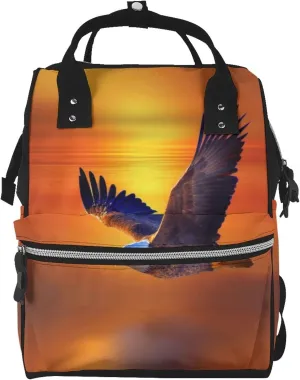 Fashion Diaper Bag Mummy Backpack Colorful Bald Eagle Nappy Bag Large Capacity Baby Care Bags For Mom Dad