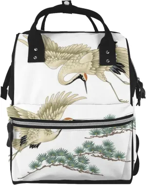 Fashion Diaper Bag Mummy Backpack Cranes Bird Flying Nappy Bag Large Capacity Baby Care Bags For Mom Dad