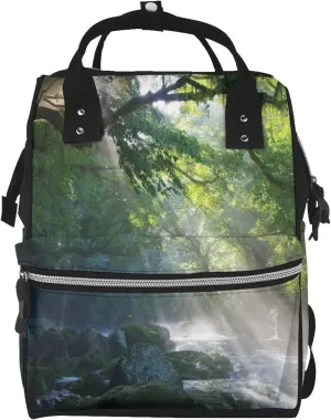 Fashion Diaper Bag Mummy Backpack Rainforest Stones Trees Sun Rays Theme Nappy Bag Large Capacity Baby Care Bags For Mom Dad