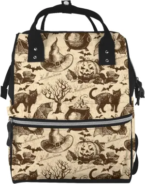 Fashion Diaper Bag Mummy Backpack Vintage Halloween Black Cat Bat Nappy Bag Large Capacity Baby Care Bags For Mom Dad