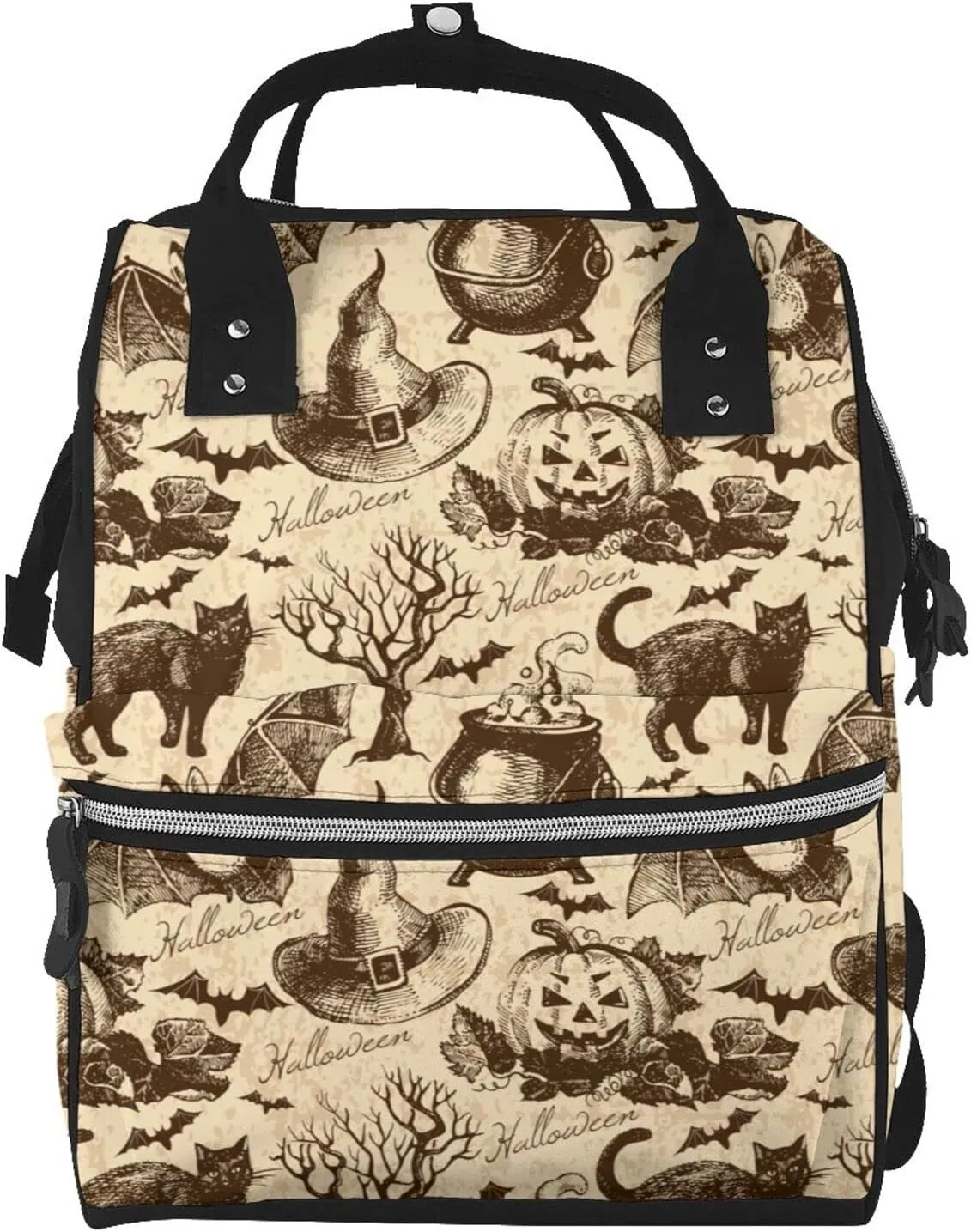 Fashion Diaper Bag Mummy Backpack Vintage Halloween Black Cat Bat Nappy Bag Large Capacity Baby Care Bags For Mom Dad