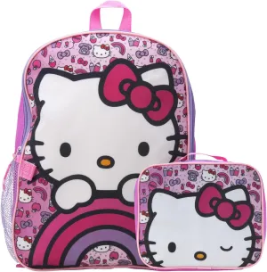 Fast Forward Kids Backpack - Disney Frozen Spider-Man Paw Patrol - 15" School Bookbag with Lunch Box for Boys and Girls, Size One Size, Hello Kitty Pink