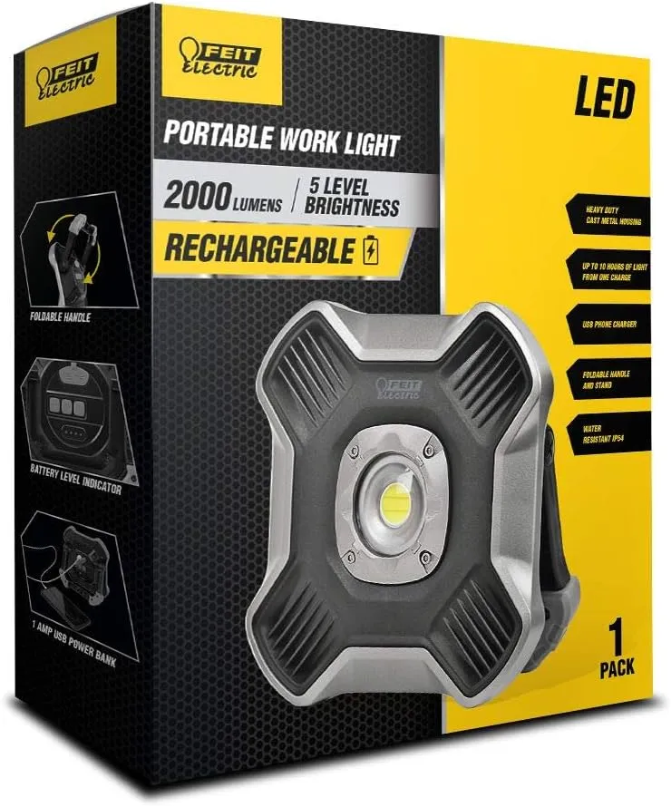 Feit Electric WORK2000 2000 Lumens Ultra Bright Rechargeable Portable LED Work Light