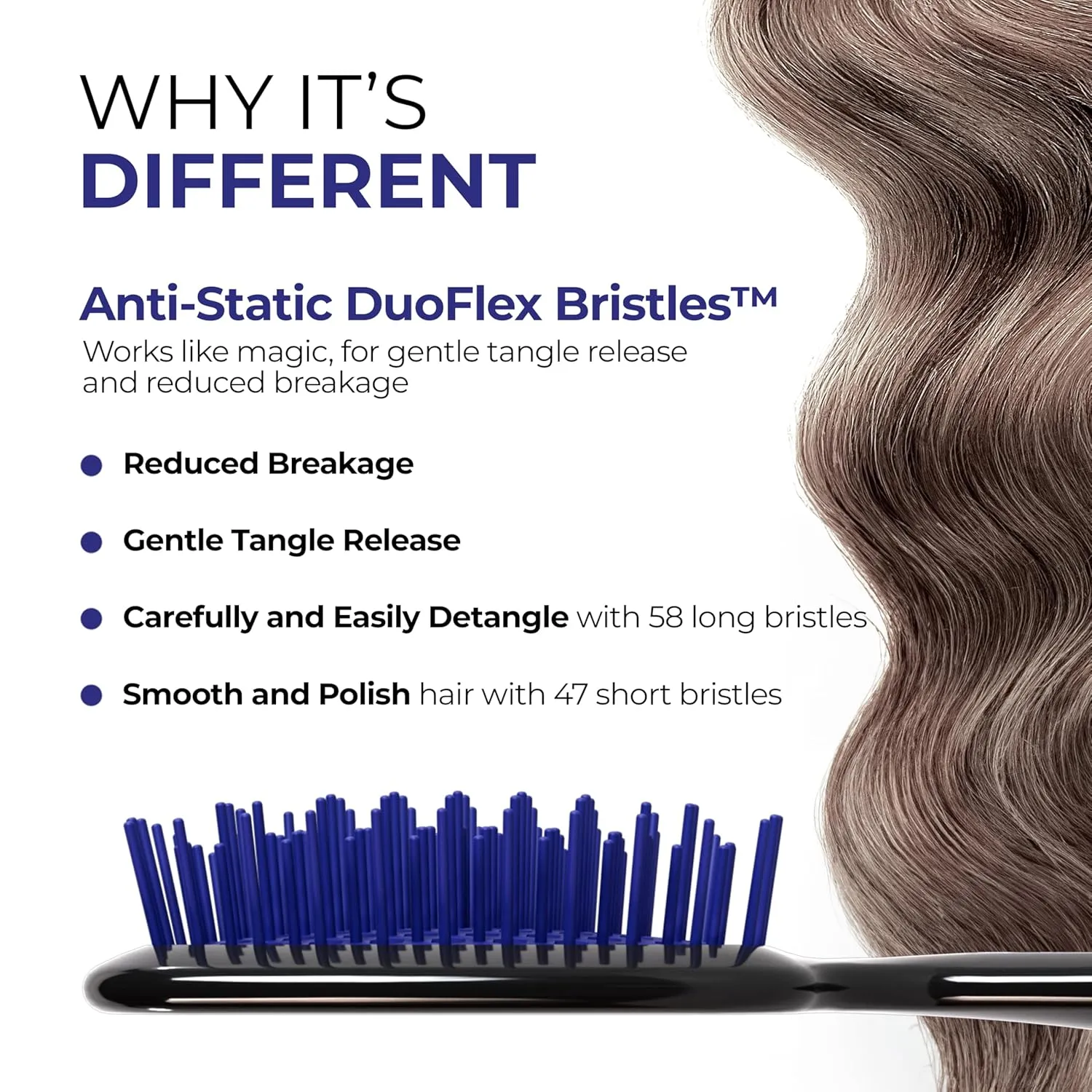FHI Heat UNbrush Detangling Brush for Pain-Free Brushing on All Wet or Dry Hair Types — Durable DuoFlex Anti-Static Bristles, Lightweight Handle, Vented Hair Brush