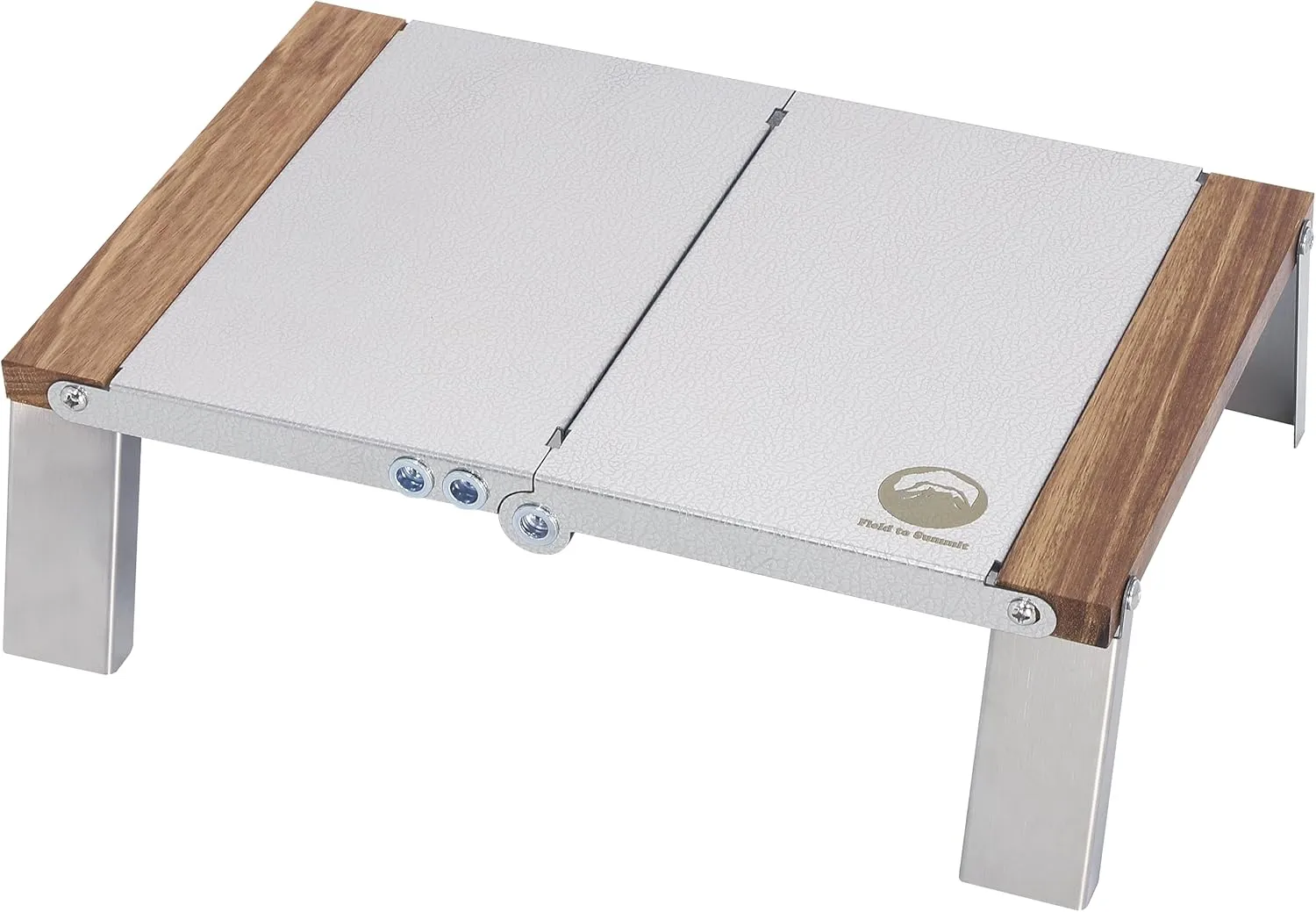 Field to Summit OFTESO Stainless Steel Table, Bi-Folded, Stainless Steel, Load Capacity 220.5 lbs (100 kg), Folding Mini Table, Low Table, Side Bonfire Table, Solo Camping, Lightweight, Heat