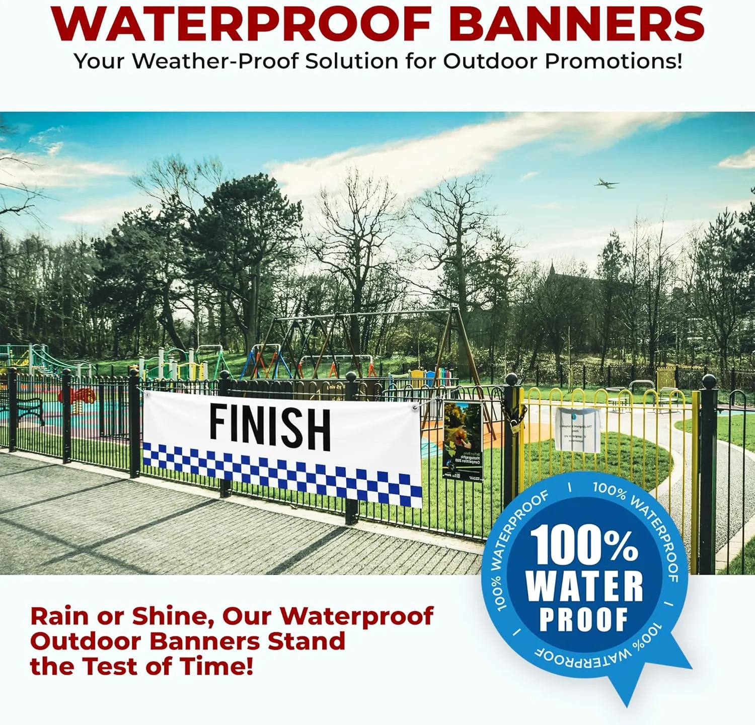 Finish Line Large Banners and Signs for Outdoor by Mavis Printing-Polyester Banner with 4 Holes for Easy Hang Indoor & Outdoor| 6x2 Feet UV & Water Resistant HD Banner| Made in USA