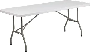 Flash Furniture Elon 6' Rectangular All-Occasion Plastic Folding Event Table, Foldable Portable Banquet Table for Indoor/Outdoor Events, White
