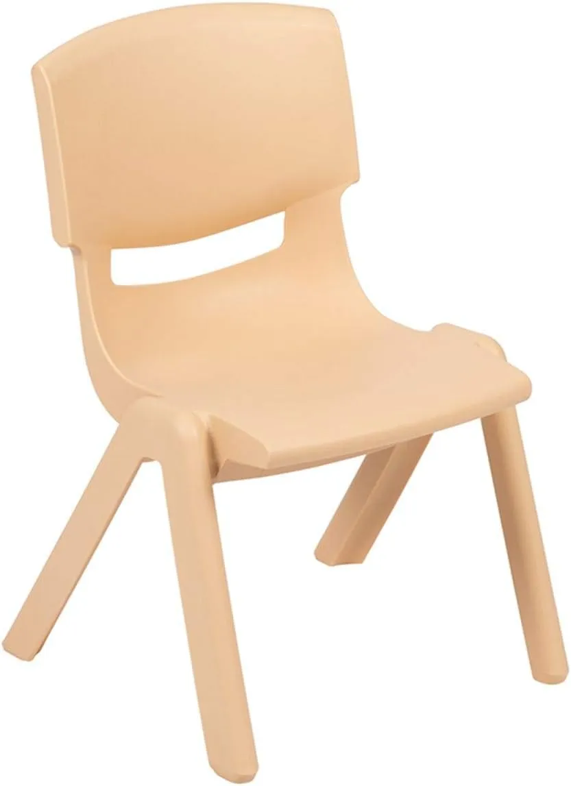 Flash Furniture Emmy Adjustable Classroom Activity Table with 6 Stackable Chairs, Plastic Activity Table for Kids, 23.625" W x 47.25" L, Natural
