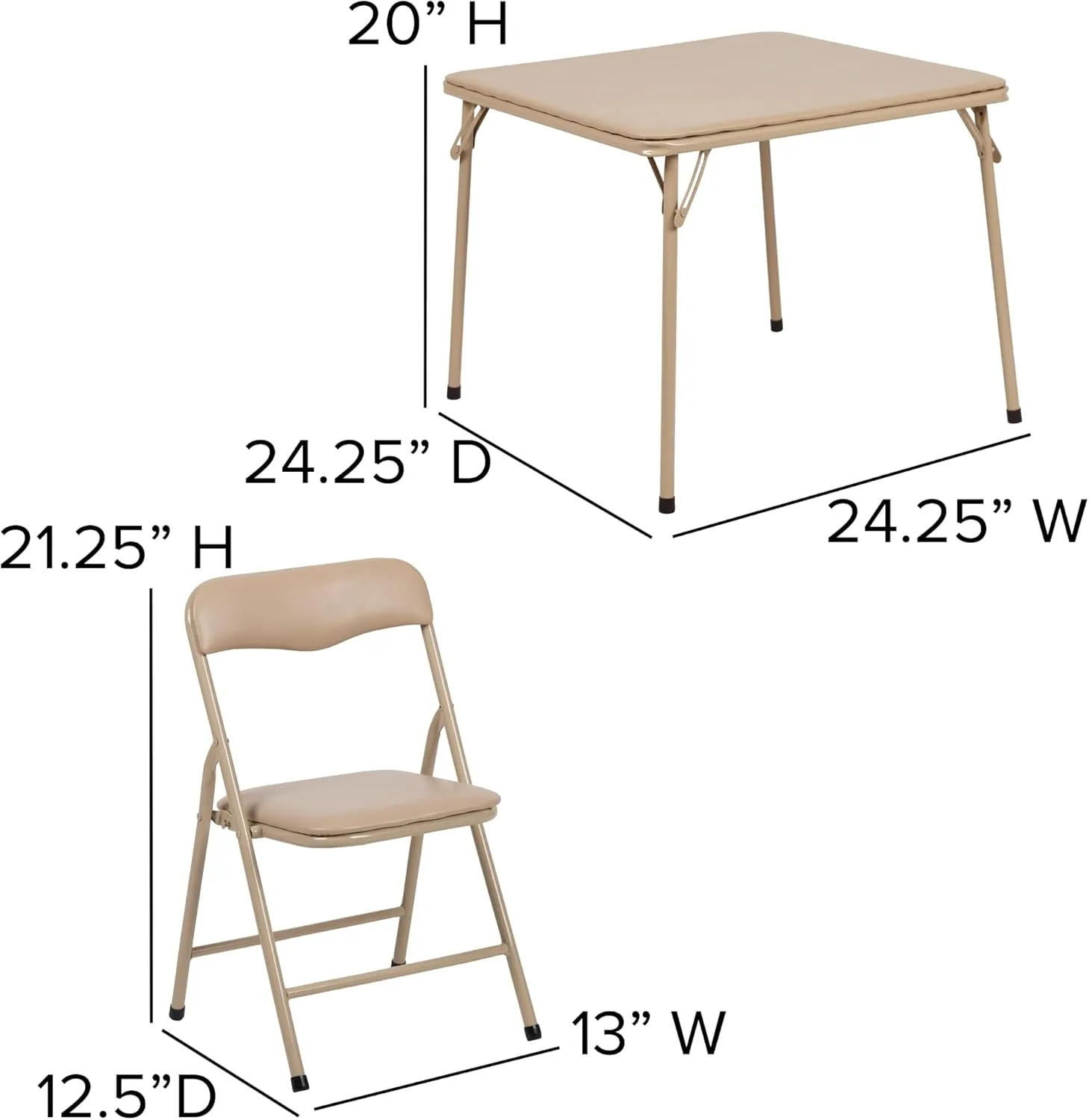 Flash Furniture Mindy Kids 3-Piece Folding Square Table and Chairs Set for Daycare and Classrooms, Children's Activity Table and Chairs Set, Tan