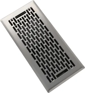 Floor Register 4x10 Inches - Heavy Duty Walkable Steel Floor Vents - Ease Adjust Air Flow Direction Floor Registers - Satin Nickel Floor Vent Covers - Boston Design Air Vents for Home