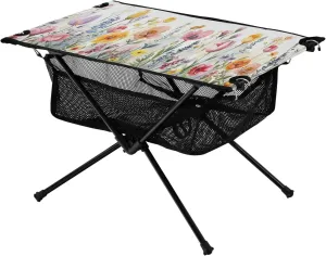 Flowers and Tulips Portable Folding Camping Table, Compact Lightweight Beach Table with Carrying Bag for Outdoor Picnics, BBQs, Camp