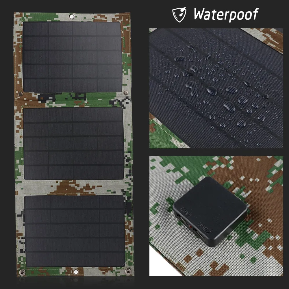 Foldable 100W Dual USB Solar Panel Outdoor Folding Waterproof Solar Panel Charger Mobile Power Battery Charger With 4 in 1 Cable
