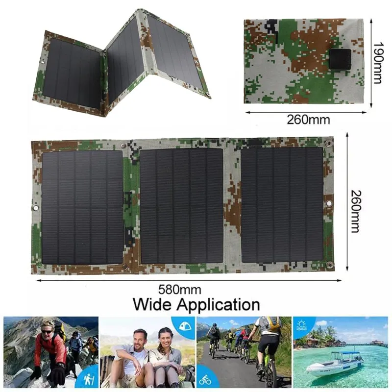Foldable 100W Dual USB Solar Panel Outdoor Folding Waterproof Solar Panel Charger Mobile Power Battery Charger With 4 in 1 Cable