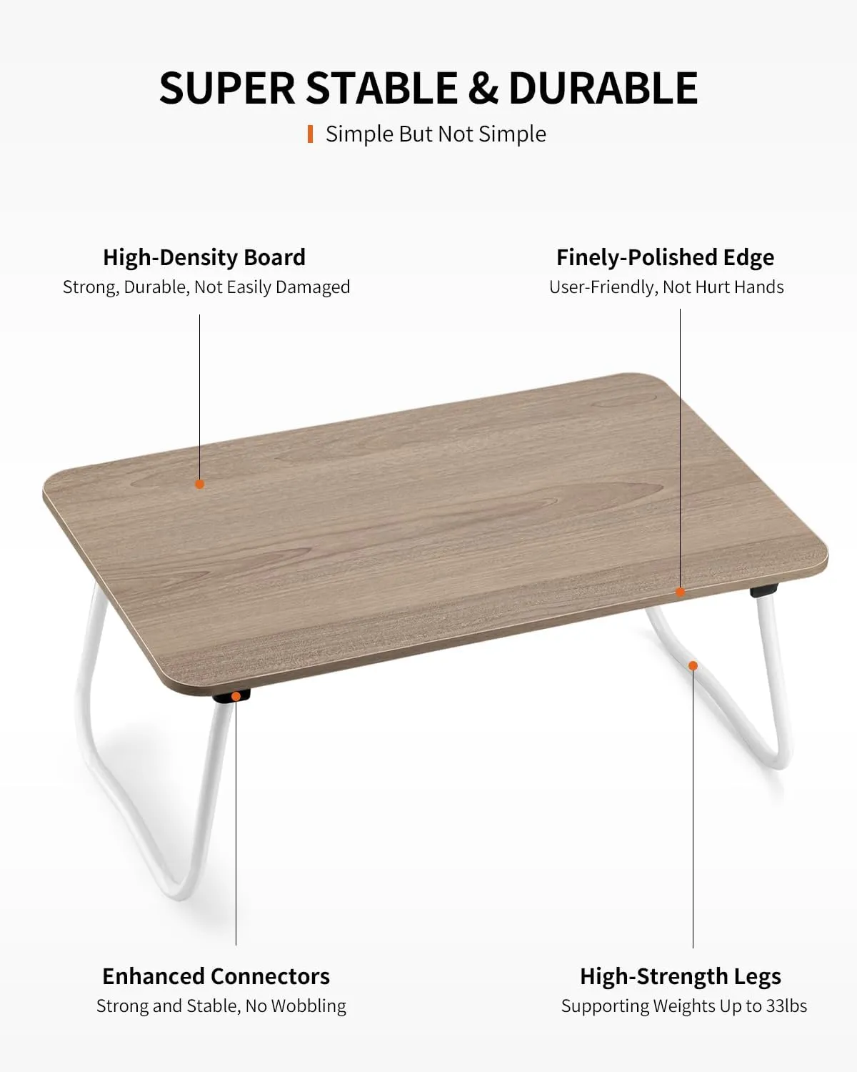 Foldable Laptop Desk, Portable Lap Desk Bed Table, Lightweight Breakfast Table Tray Desk, Laptop Stand, Mini Table for Working Writing Drawing Eating Picnic-Walnut