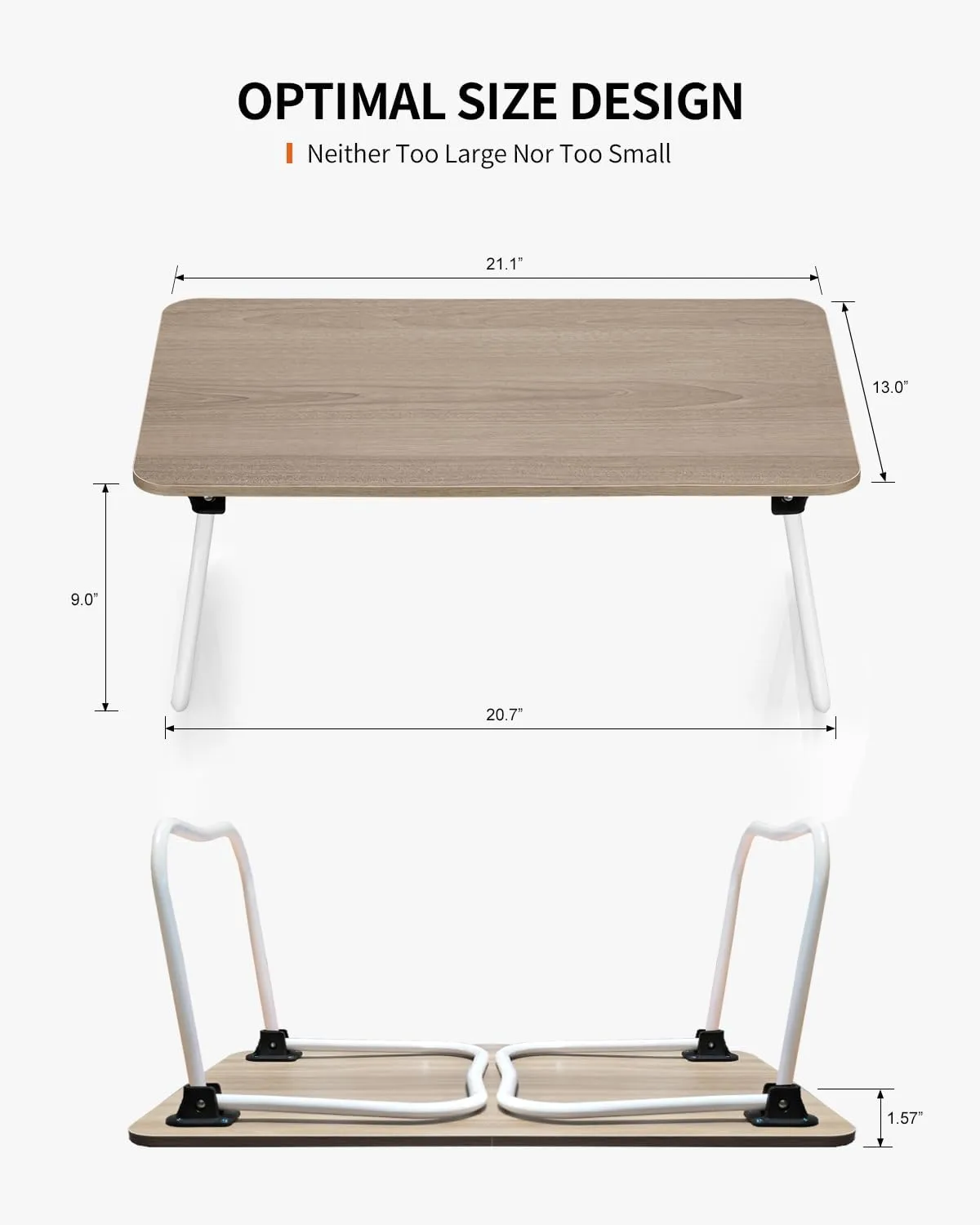Foldable Laptop Desk, Portable Lap Desk Bed Table, Lightweight Breakfast Table Tray Desk, Laptop Stand, Mini Table for Working Writing Drawing Eating Picnic-Walnut