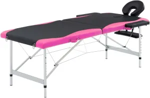 Foldable Massage Table with Adjustable Height and Arm Supports, Lightweight Aluminum Frame, Black and Pink