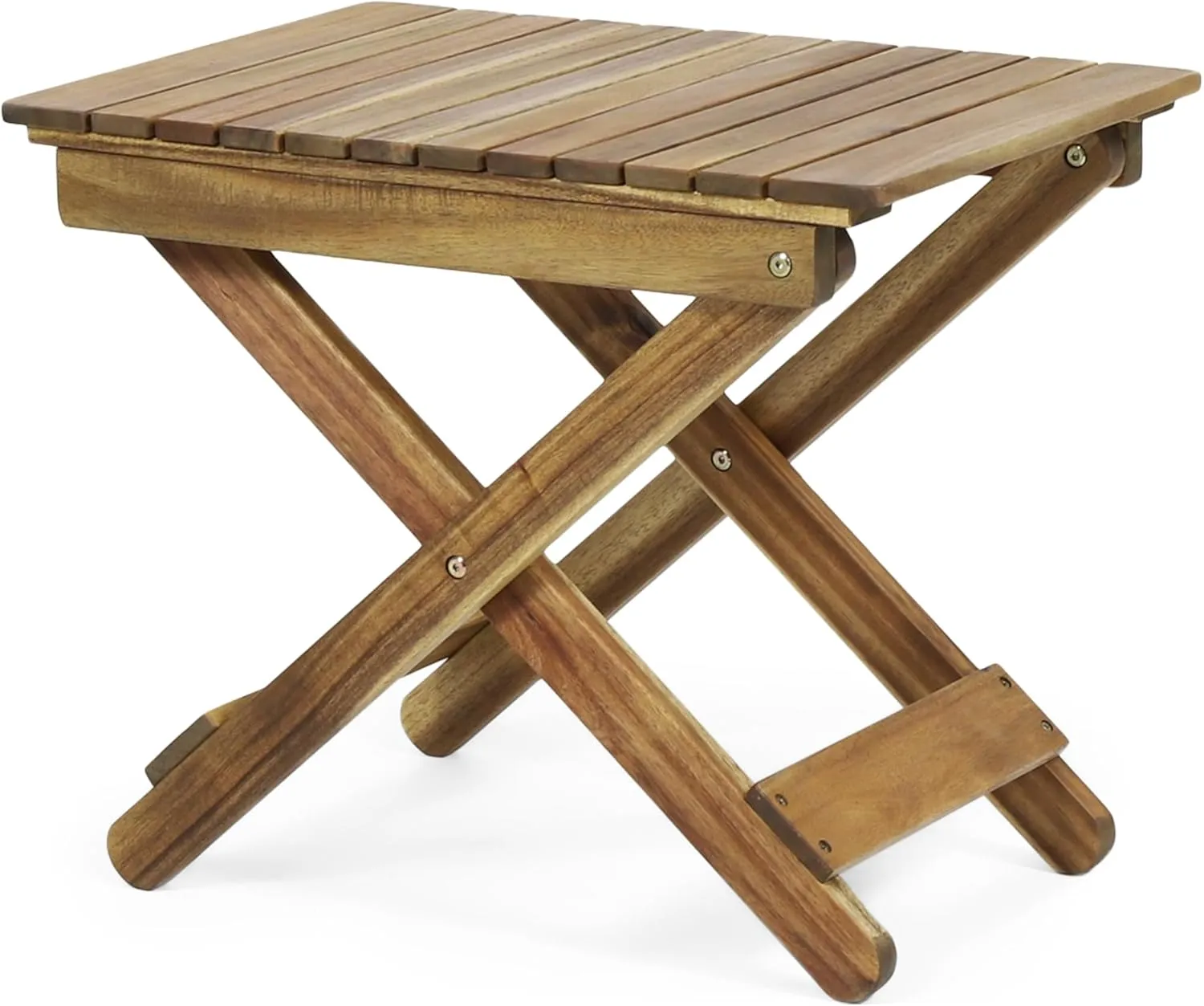 Foldable Outdoor Side Table, Portable Accent Table, Folding Square Table for Balcony, Plants,Pool,Patio,Garden,Deck,Indoor,Outdoor (Natural)