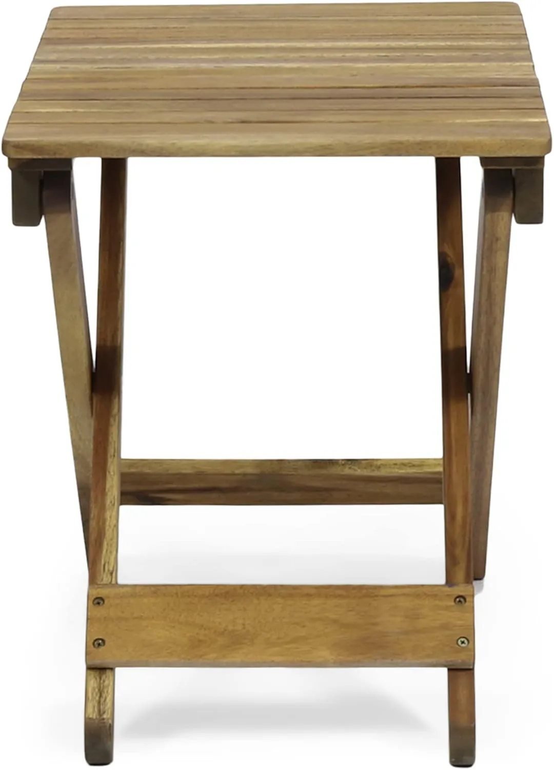 Foldable Outdoor Side Table, Portable Accent Table, Folding Square Table for Balcony, Plants,Pool,Patio,Garden,Deck,Indoor,Outdoor (Natural)