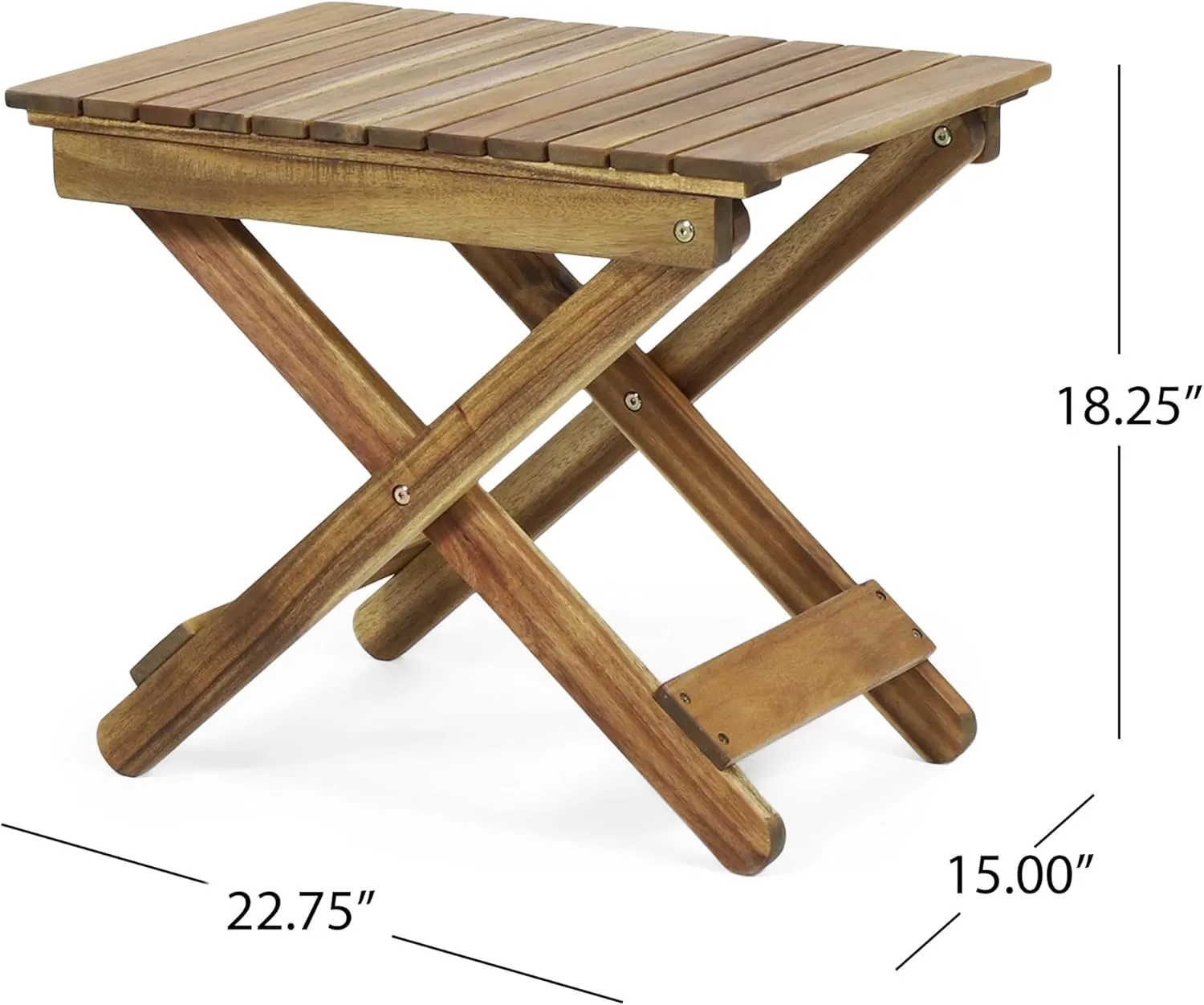 Foldable Outdoor Side Table, Portable Accent Table, Folding Square Table for Balcony, Plants,Pool,Patio,Garden,Deck,Indoor,Outdoor (Natural)