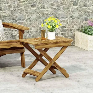 Foldable Outdoor Side Table, Portable Accent Table, Folding Square Table for Balcony, Plants,Pool,Patio,Garden,Deck,Indoor,Outdoor (Natural)
