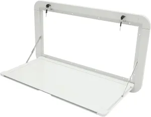 Foldable RVs Table,Aluminum RV Caravan Picnic Folding External Table,White Wall-Mounted RV Fold Down Desks Drop-Leaf Table with 4 Keys,Camper Van Picnic Table for Caravans,Vans,Truck Campers
