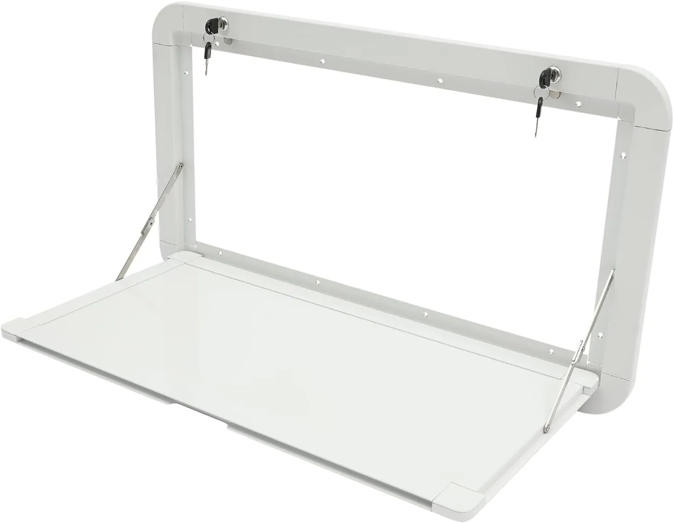 Foldable RVs Table,Aluminum RV Caravan Picnic Folding External Table,White Wall-Mounted RV Fold Down Desks Drop-Leaf Table with 4 Keys,Camper Van Picnic Table for Caravans,Vans,Truck Campers