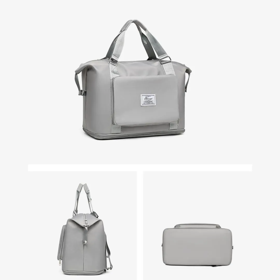 Foldable Travel Backpack with Dry-Wet Separation, Large Capacity, Expandable Base & Multi-Way Carry for Short Trips & Fitness (Grey)