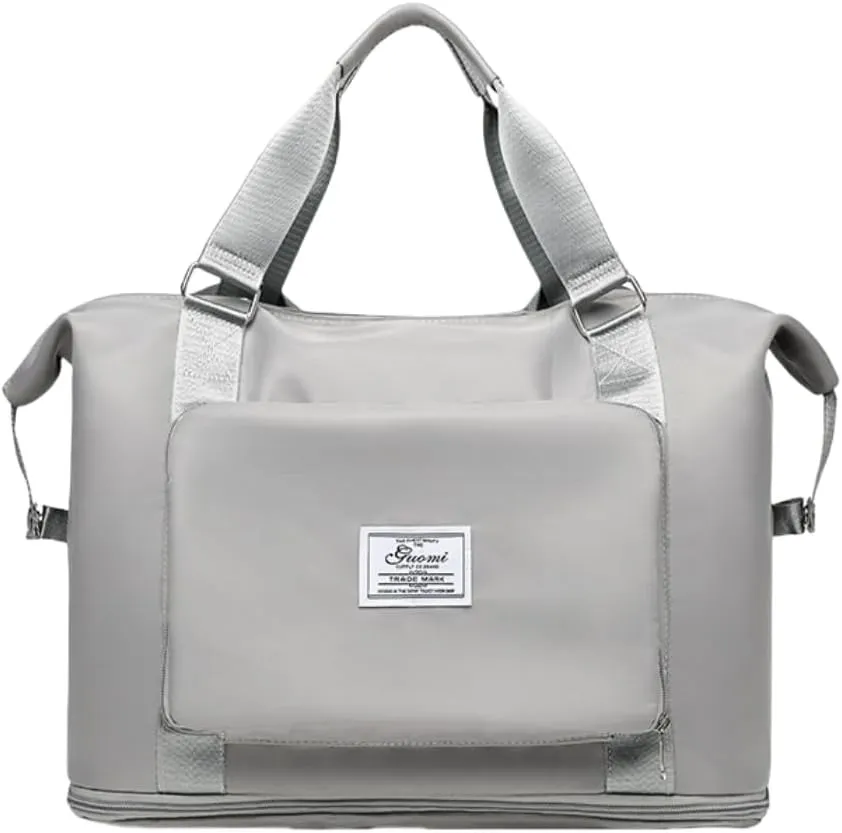 Foldable Travel Backpack with Dry-Wet Separation, Large Capacity, Expandable Base & Multi-Way Carry for Short Trips & Fitness (Grey)