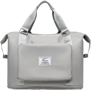 Foldable Travel Backpack with Dry-Wet Separation, Large Capacity, Expandable Base & Multi-Way Carry for Short Trips & Fitness (Grey)