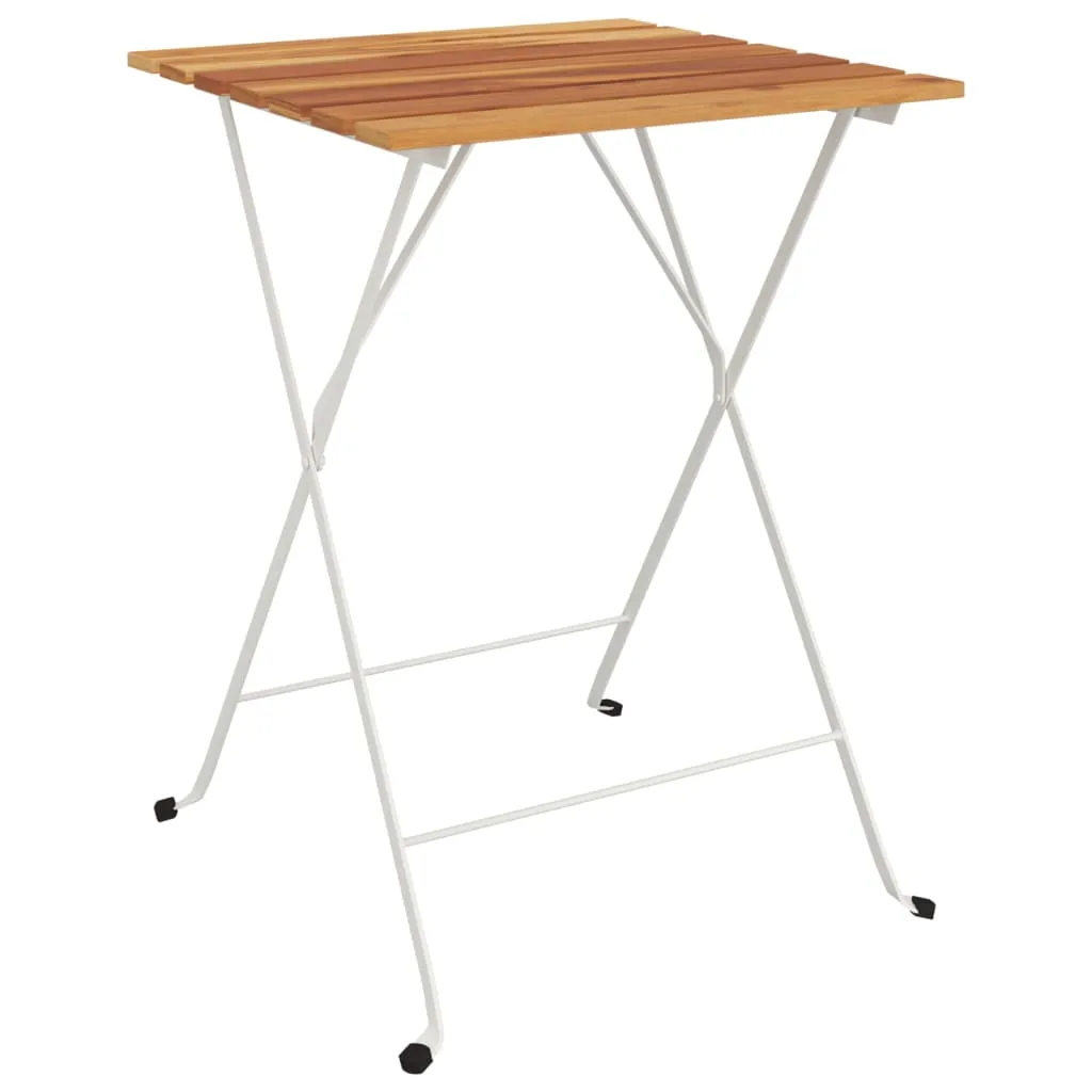 Folding Bistro Table Outdoor Bar Table Solid Wood Acacia and Steel