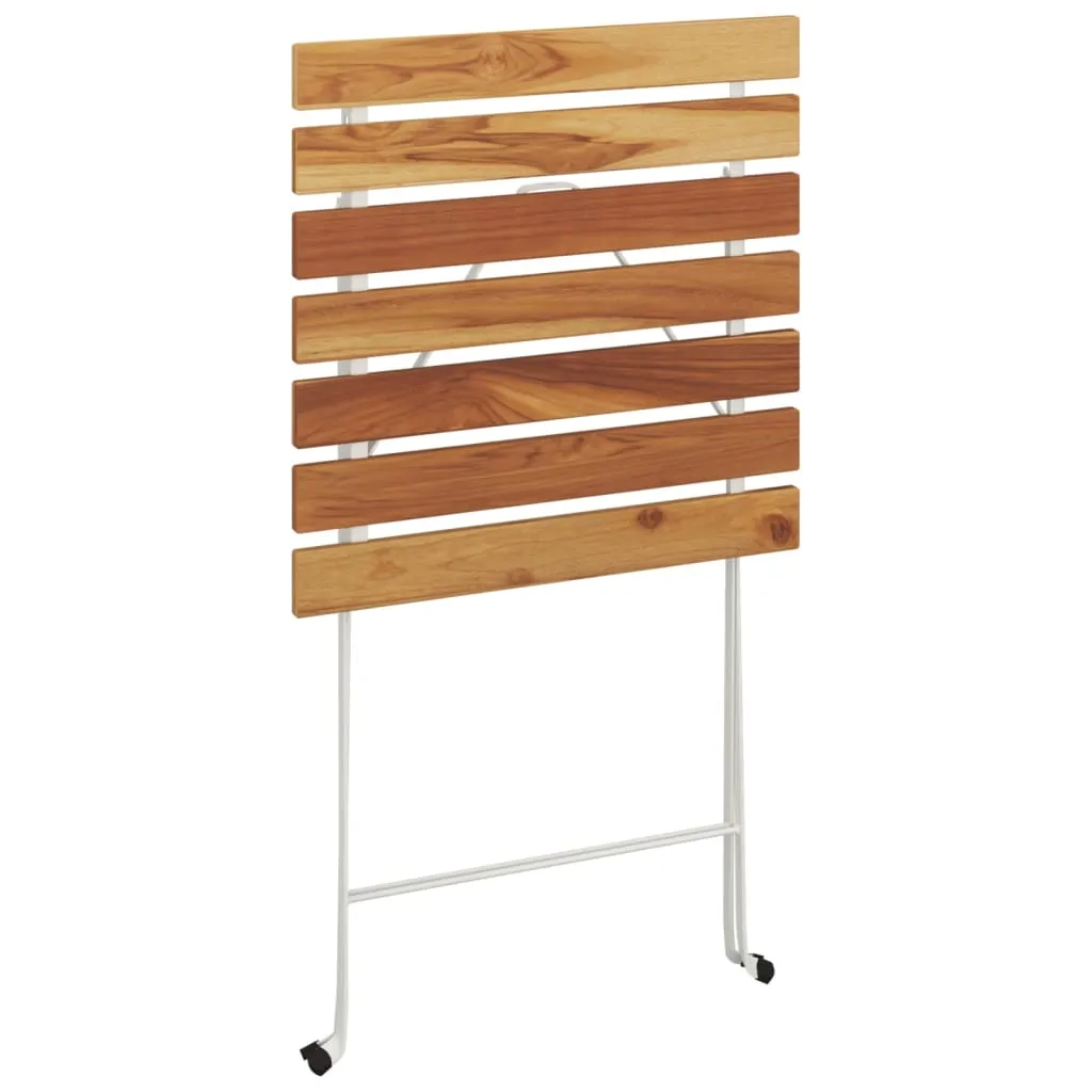 Folding Bistro Table Outdoor Bar Table Solid Wood Acacia and Steel