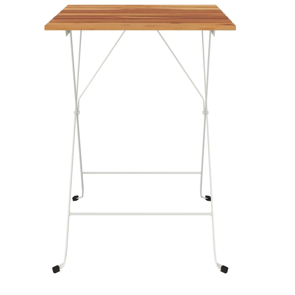 Folding Bistro Table Outdoor Bar Table Solid Wood Acacia and Steel