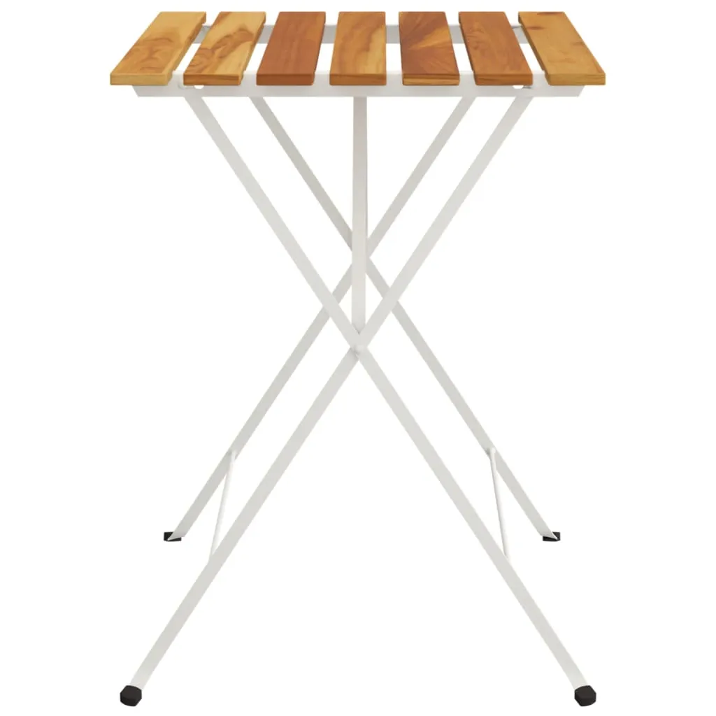 Folding Bistro Table Outdoor Bar Table Solid Wood Acacia and Steel