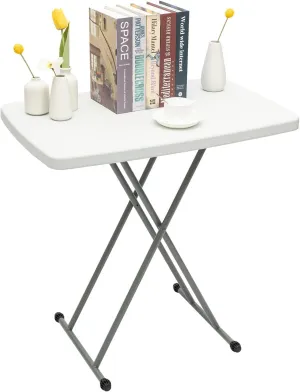 Folding Camping Table - Adjustable Height Foldable Camp Table with 8 Adjustable Height 110 LBS Load Capacity Lightweight Backyard Foldable Camp Table for Indoor Picnic Party BBQ Beach Hiking