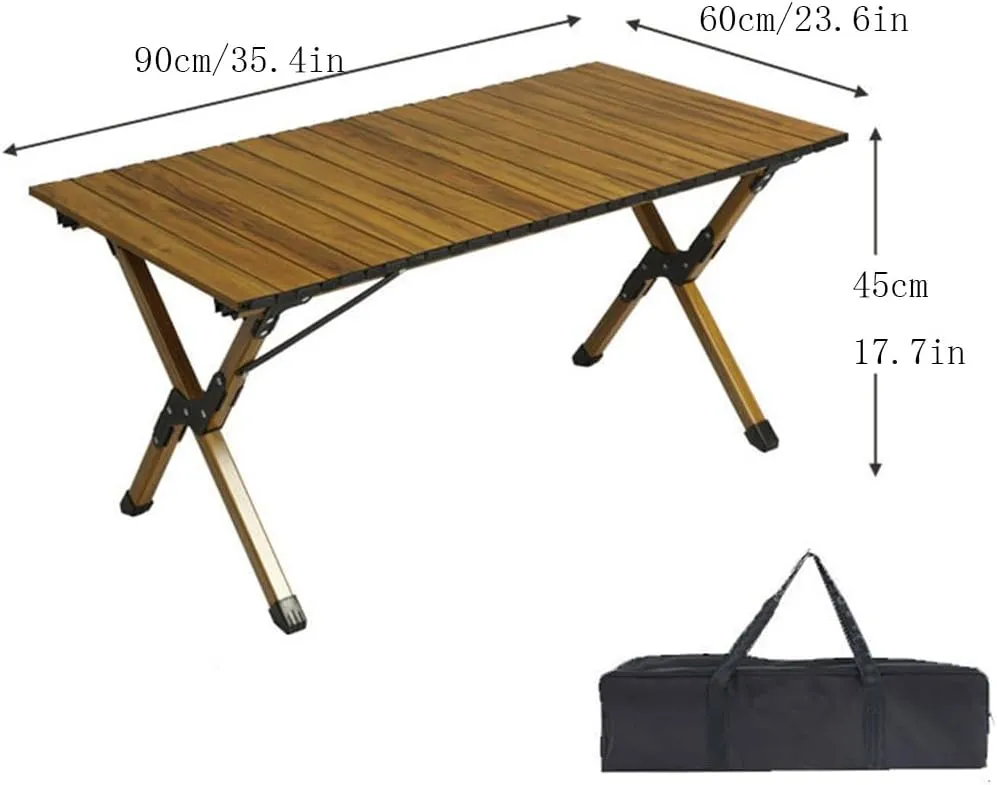 Folding Camping Table Aluminum Portable Roll-Up Picnic Table with Carry Bag Lightweight Outdooor Side Table