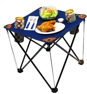 Folding Camping Table Folding Table with Drink Holders and Carry Bag (Blue)