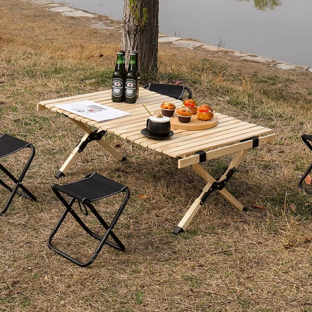 Folding Camping Table Lightweight Aluminum Roll-up Table Camping Outdoor Picnic Table
