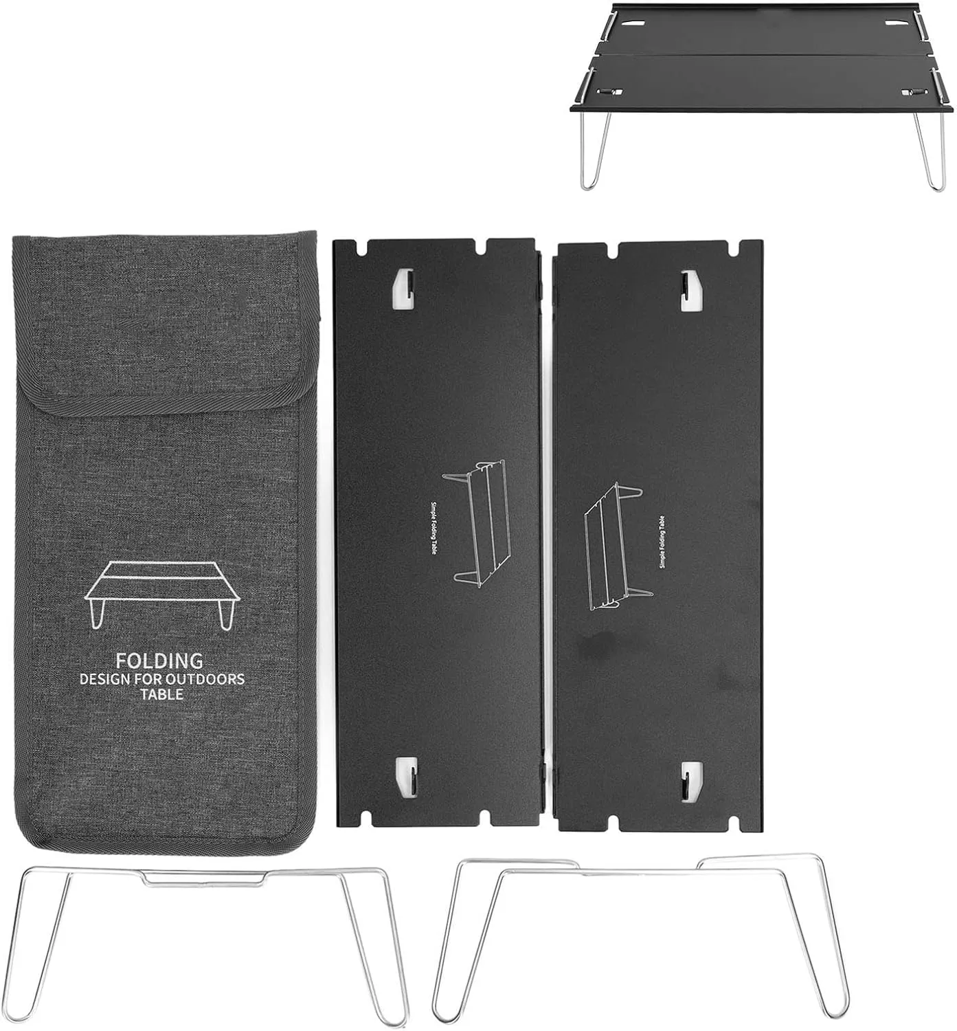 Folding Camping Table, Portable Aluminum Alloy, Ultra Lightweight, Easy to Carry, Rugged Waterproof Design, Ideal for Backpacking, Camping, Hiking, Outdoor Activities, with Storag