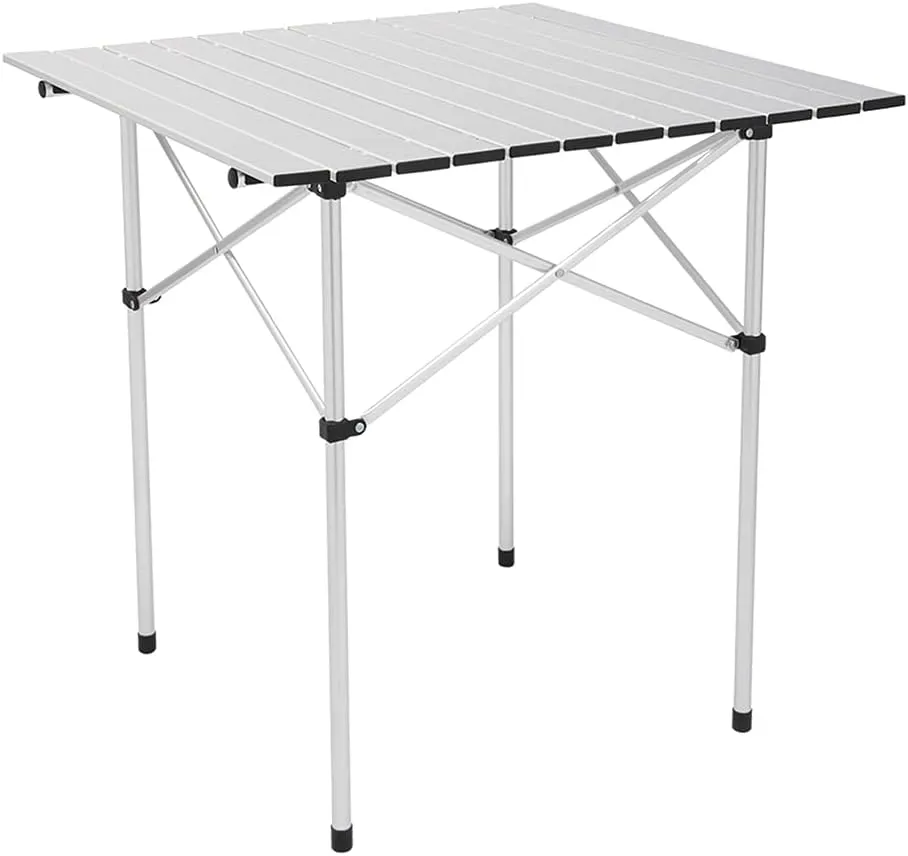 Folding Camping Table, Portable Aluminum Lightweight Square Camp Table w/Carry Bag, for Indoor and Outdoor Camp, Picnic, BBQ, Travel, Fishing