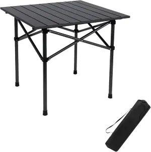 Folding Camping Table, Portable Beach Table,with Portable Bag，Suitable for Indoor, Outdoor, Camping, Backyard, Party, Patio, The Camping Table at The Beach (Black, 21" D x20 W x19 H)