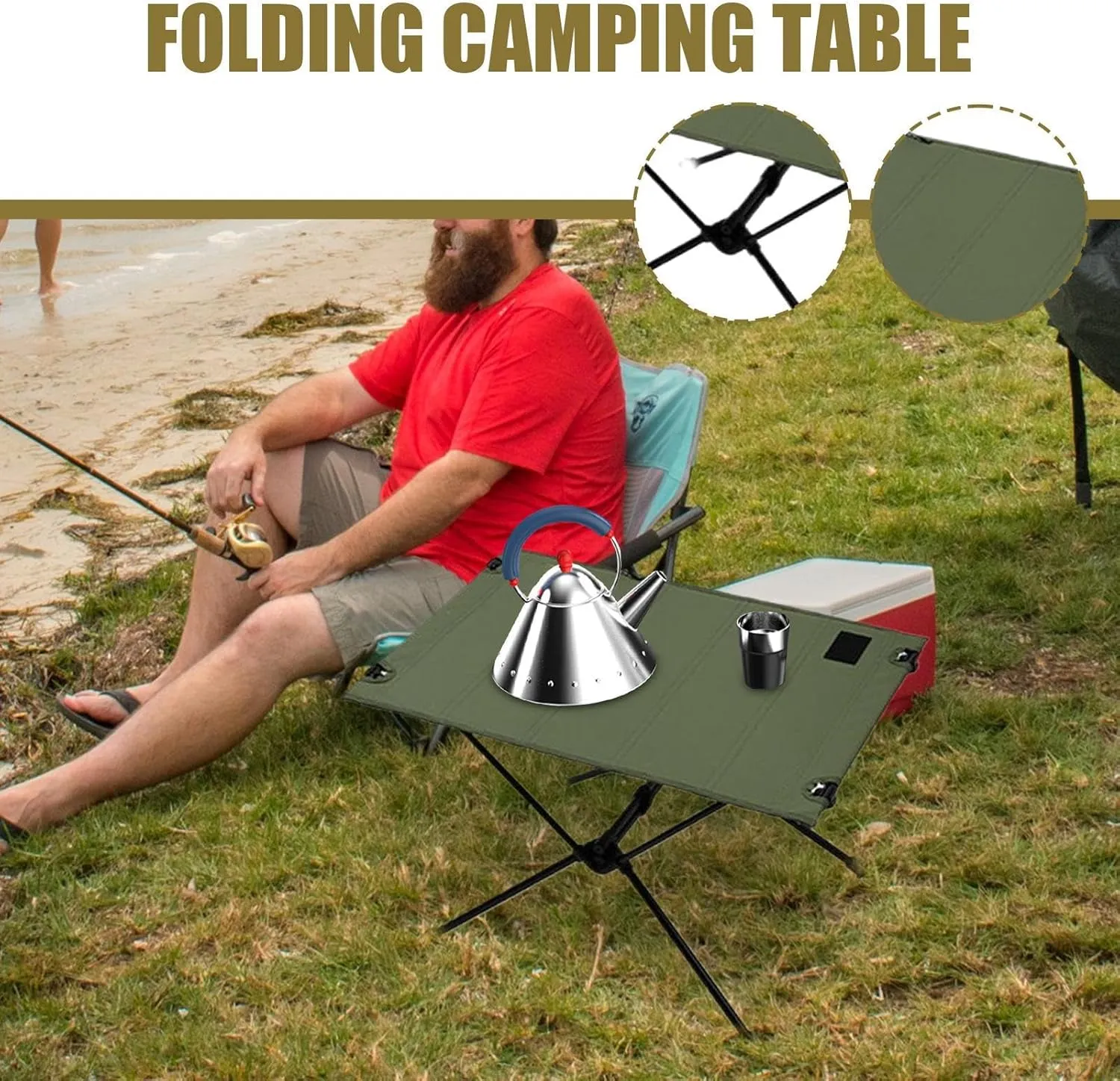 Folding Camping Table | Portable Outdoor Table,Outdoor Camping Furniture for Fishing Picnic Beach, Backpacking Accessories