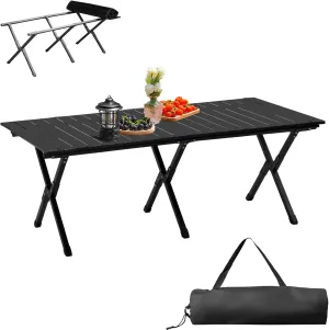 Folding Camping Table Portable Picnic Table Lightweight Roll up Side Desk Outdoor Camp Table for Travel Hiking Backyard BBQ Party 46x24 in Black